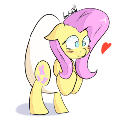 Size: 1024x1048 | Tagged: safe, artist:manfartwish, fluttershy, g4, bipedal, egg, female, flutteregg, heart, puns in the comments, solo, wat