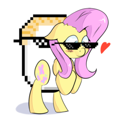 Size: 1024x1048 | Tagged: safe, artist:manfartwish, edit, fluttershy, g4, albert wesker, egg, female, flutteregg, glasses, meme, protonjon, solo, sunglasses, you will give me an egg