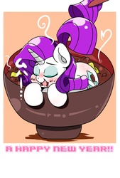 Size: 1024x1515 | Tagged: safe, artist:braffy, rarity, pony, g4, blushing, cup of pony, eyes closed, food, micro, open mouth, ponies in food, solo, soup
