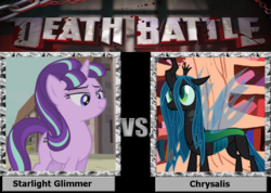 Size: 900x642 | Tagged: safe, queen chrysalis, starlight glimmer, g4, death battle, exploitable meme, hilarious in hindsight, meme, starlight vs chrysalis