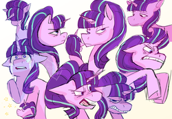 Size: 1280x886 | Tagged: safe, artist:stevetwisp, starlight glimmer, g4, angry, crying, expressions, faic, female, frown, sad, sad face, sadlight glimmer, smug, solo, starlight cluster