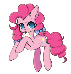 Size: 965x1011 | Tagged: safe, artist:lessue, pinkie pie, g4, :p, alternate hairstyle, chest fluff, colored pupils, cute, diapinkes, female, food, hair bow, heart eyes, licking, looking at you, simple background, solo, tongue out, whipped cream, white background, wingding eyes