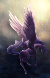 Size: 1600x2472 | Tagged: safe, artist:viwrastupr, twilight sparkle, alicorn, pony, g4, butt, female, flying, mare, plot, solo, twilight sparkle (alicorn)