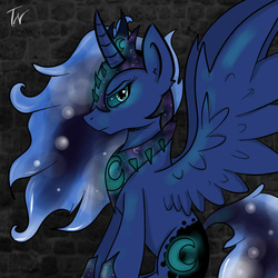 Size: 1000x1000 | Tagged: safe, artist:kennyteya, princess luna, g4, female, sitting, solo