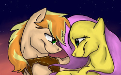 Size: 880x550 | Tagged: safe, artist:co-beakling1, braeburn, fluttershy, g4, female, male, ship:braeshy, shipping, straight