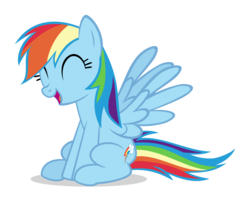 Size: 3732x3000 | Tagged: safe, artist:sollace, rainbow dash, pony, g4, testing testing 1-2-3, cute, dashabetes, female, high res, laughing, open mouth, show accurate, simple background, sitting, smiling, solo, spread wings, transparent background, vector, wings