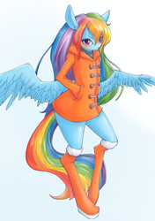 Size: 2039x2894 | Tagged: safe, artist:unousaya, rainbow dash, pony, semi-anthro, g4, bipedal, female, high res, solo