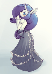 Size: 2039x2894 | Tagged: safe, artist:unousaya, rarity, pony, semi-anthro, g4, arm hooves, bipedal, clothes, dress, female, high res, pixiv, solo