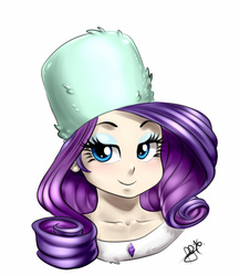 Size: 500x575 | Tagged: safe, artist:pia-sama, rarity, human, g4, bearskin, bedroom eyes, bust, female, hat, humanized, smiling, smirk, solo