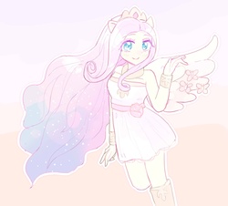 Size: 879x793 | Tagged: safe, artist:nemucure, fluttershy, equestria girls, g4, clothes, crown, dress, female, ponied up, solo