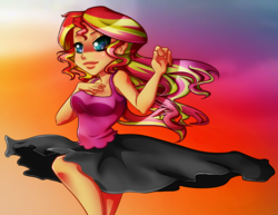 Size: 1280x988 | Tagged: safe, artist:kilanio, sunset shimmer, equestria girls, g4, clothes, female, skirt, solo, tank top