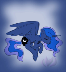 Size: 500x540 | Tagged: safe, artist:raininess, princess luna, g4, eyes closed, female, solo, spread wings