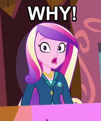 Size: 325x386 | Tagged: safe, dean cadance, princess cadance, equestria girls, g4, my little pony equestria girls: friendship games, female, image macro, meme, reaction image, solo, why