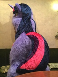 Size: 750x1000 | Tagged: safe, artist:tashiroyu, twilight sparkle, human, g4, butt, clothes, costume, fursuit, irl, irl human, photo, plot, presenting, tail, twibutt, wide hips