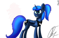 Size: 2000x1296 | Tagged: safe, artist:nexcoyotlgt, princess luna, alicorn, pony, g4, alternate hairstyle, female, ponytail, solo