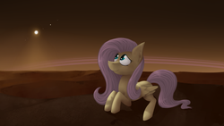 Size: 3000x1687 | Tagged: safe, artist:marsminer, fluttershy, g4, female, planet, solo, space