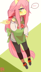 Size: 450x787 | Tagged: safe, artist:shickietan, fluttershy, anthro, g4, clothes, female, solo, sweater, sweatershy