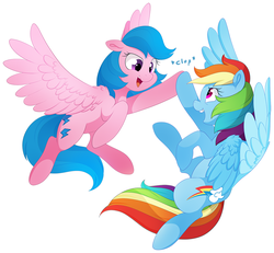 Size: 932x863 | Tagged: safe, artist:aidapone, firefly, rainbow dash, g1, g4, clop, g1 to g4, generation leap, high five, hoofbump