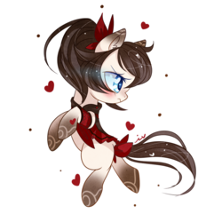Size: 1000x1000 | Tagged: safe, artist:ipun, oc, oc only, earth pony, pony, blushing, bow, female, hair bow, heart, heart eyes, mare, simple background, solo, tail bow, transparent background, wingding eyes