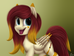 Size: 1600x1200 | Tagged: safe, artist:luminousdazzle, oc, oc only, oc:golden brush, pegasus, pony, female, looking at you, mare, smiling, solo