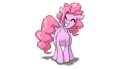Size: 600x330 | Tagged: safe, artist:invisibleone11, part of a set, pinkie pie, earth pony, pony, g4, eyes closed, female, floppy ears, grin, mare, simple background, sketch, smiling, solo, white background