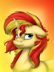 Size: 1024x1365 | Tagged: safe, artist:lupiarts, sunset shimmer, pony, unicorn, g4, female, simple background, solo