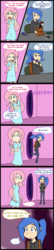 Size: 792x3664 | Tagged: safe, artist:kprovido, fluttershy, princess celestia, princess luna, human, g4, clothes, comic, converse, dress, flattershy, grounded, humanized, ponytail, shoes, silhouette