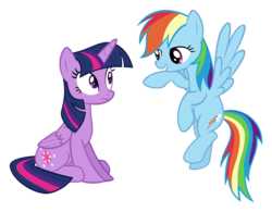 Size: 3840x3000 | Tagged: safe, artist:sollace, rainbow dash, twilight sparkle, alicorn, pony, g4, testing testing 1-2-3, female, high res, imminent boop, mare, show accurate, simple background, transparent background, twilight sparkle (alicorn), vector