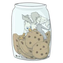Size: 1024x1024 | Tagged: safe, artist:thekuto, oc, oc only, oc:der, griffon, cookie, food, micro, solo, that griffon sure "der"s love cookies