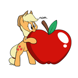 Size: 750x750 | Tagged: safe, artist:quarantinedchaoz, applejack, g4, apple, female, food, nom, simple background, solo, that pony sure does love apples, white background