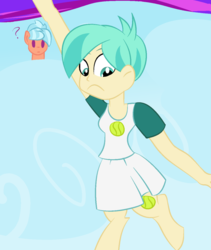 Size: 1024x1212 | Tagged: safe, artist:berrypunchrules, frosty orange, tennis match, satyr, equestria girls, g4, my little pony equestria girls: friendship games, background human, cloud, dimensional cracks, headcanon, satyrized, transformation