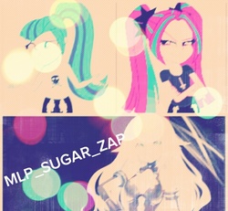 Size: 480x444 | Tagged: safe, aria blaze, sonata dusk, equestria girls, g4, bodysuit, hyperdimension neptunia