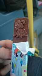 Size: 528x960 | Tagged: safe, pinkie pie, rainbow dash, g4, choco lolly, chocolate, error, food, irl, photo, you had one job