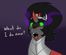 Size: 1280x1083 | Tagged: safe, artist:horsetautology, artist:wiggles, king sombra, ask king sombra, g4, ask, bust, dialogue, gradient background, male, open mouth, solo, tumblr