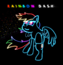 Size: 1700x1750 | Tagged: safe, artist:xbi, rainbow dash, pony, g4, female, glowing, neon, silhouette, solo