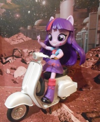 Size: 2773x3373 | Tagged: safe, artist:pmbsakura37, twilight sparkle, equestria girls, g4, clothes, doll, equestria girls minis, eqventures of the minis, female, high res, irl, photo, skirt, toy, vespa