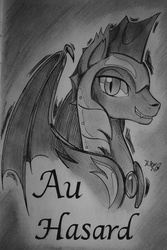 Size: 1275x1913 | Tagged: safe, oc, oc only, oc:au hasard, bat pony, pony, armor, fangs, grayscale, helmet, looking at you, monochrome, night guard, royal guard, slit pupils, solo