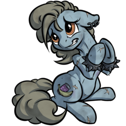 Size: 800x800 | Tagged: source needed, safe, artist:kalemon, oc, oc only, unnamed oc, pony, fallout equestria, begging, puppy dog eyes, raider, solo