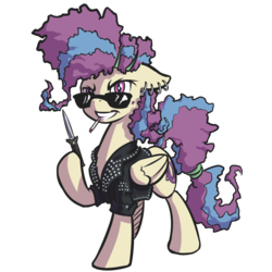 Size: 800x800 | Tagged: safe, artist:kalemon, oc, oc only, oc:bright falls, pegasus, pony, 80s, knife, punk, solo, switchblade, teenager