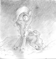 Size: 4656x4912 | Tagged: safe, artist:cross_ornstein, oc, oc only, absurd resolution, blizzard, grayscale, monochrome, snow, snowfall, solo, traditional art