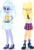 Size: 2804x4167 | Tagged: safe, artist:xebck, applejack, sugarcoat, equestria girls, g4, my little pony equestria girls: friendship games, alternate hairstyle, alternate universe, bowtie, clothes, crystal prep academy, crystal prep academy uniform, hairclip, hand on hip, high heels, high res, plaid skirt, pleated skirt, role reversal, school uniform, shoes, simple background, skirt, socks, transparent background, vector