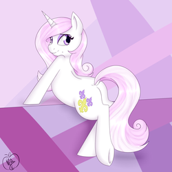 Size: 1800x1800 | Tagged: safe, artist:notenoughapples, fleur-de-lis, pony, unicorn, g4, dock, female, miss fleur is trying to seduce us, solo, underhoof