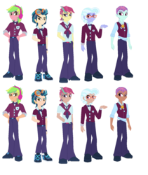 Size: 1160x1376 | Tagged: safe, artist:nexuspiexiii, artist:selenaede, indigo zap, lemon zest, sour sweet, sugarcoat, sunny flare, equestria girls, g4, my little pony equestria girls: friendship games, cobalt strike, eqg promo pose set, equestria guys, human coloration, lime citron, male, rule 63, shadow five, sugarglaze, sunlight blaze, tasty treat