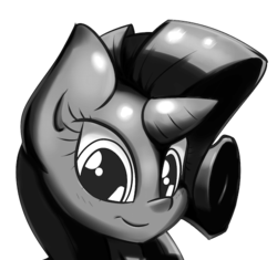 Size: 500x470 | Tagged: safe, anonymous artist, rarity, g4, female, grayscale, monochrome, portrait, solo, wip