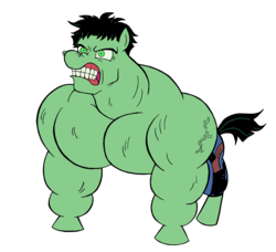 Size: 2603x2379 | Tagged: safe, artist:edcom02, artist:jmkplover, pony, angry, avengers, bruce banner, crossover, high res, marvel, ponified, simple background, solo, spiders and magic: capcom invasion, the incredible hulk, transparent background