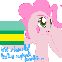 Size: 500x500 | Tagged: safe, artist:lincolm, pinkie pie, g4, animated, box, female, pinkie-replies, solo