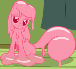 Size: 1999x1830 | Tagged: safe, artist:badumsquish, derpibooru exclusive, oc, oc only, oc:quiddity, goo pony, original species, g4, animated, bedroom eyes, female, idle animation, looking at you, melting, sitting, solo