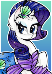 Size: 1024x1457 | Tagged: safe, artist:j-lin-mlp, rarity, g4, clothes, dress, female, mermarity, rarity's mermaid dress, solo, traditional art