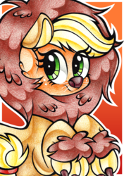 Size: 1024x1457 | Tagged: safe, artist:j-lin-mlp, applejack, g4, applelion, clothes, female, solo, traditional art