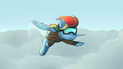 Size: 3000x1687 | Tagged: safe, artist:marsminer, rainbow dash, g4, cloud, female, flying, solo